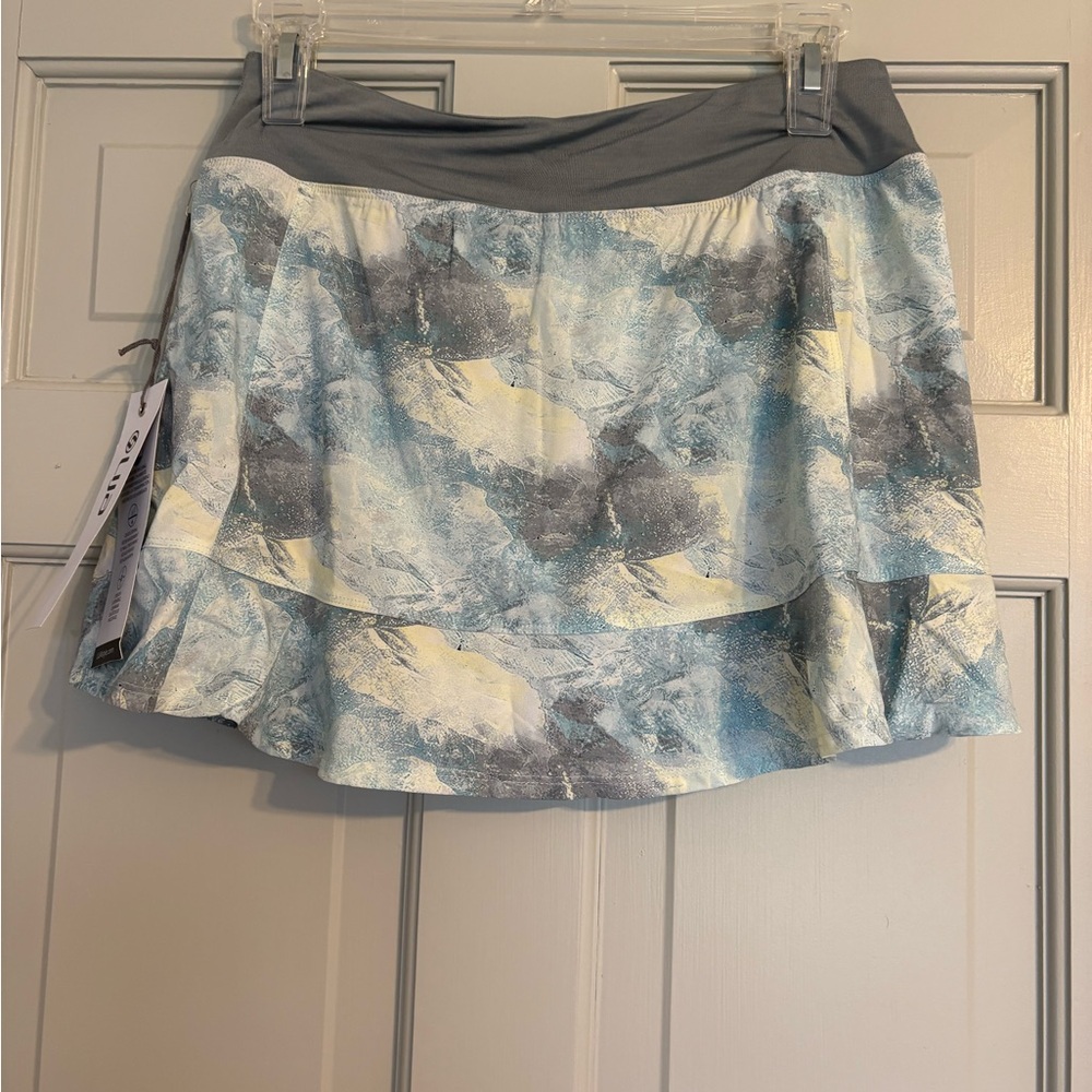 NWT Lija pursuit fleet skort size large Blue Gray Abstract Athletic Ruffle